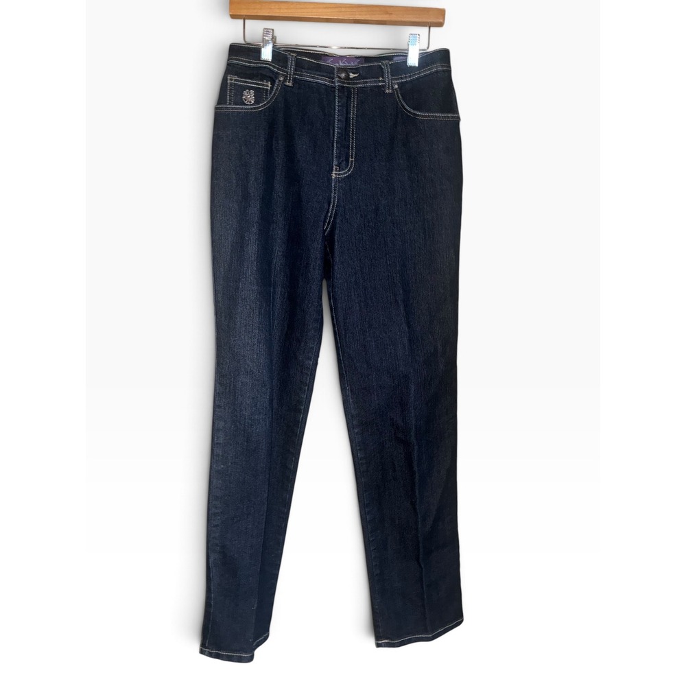 Gloria Vanderbilt Amanda Bling Jeans Women 8 Indigo Excellent Straight High Rise
